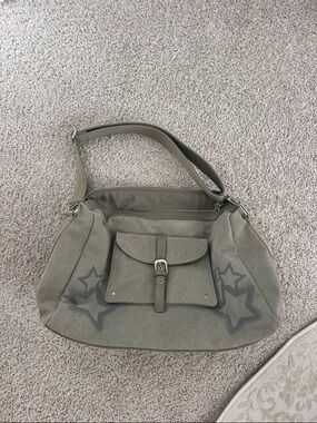 I.AM.GIA Olive Green Star-Accent Canvas Shoulder Bag Brand New
